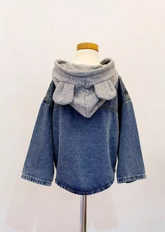 Little Rabbit - Korean Children Fashion - #magicofchildhood - Bear Hoody Denim Jacket - 4