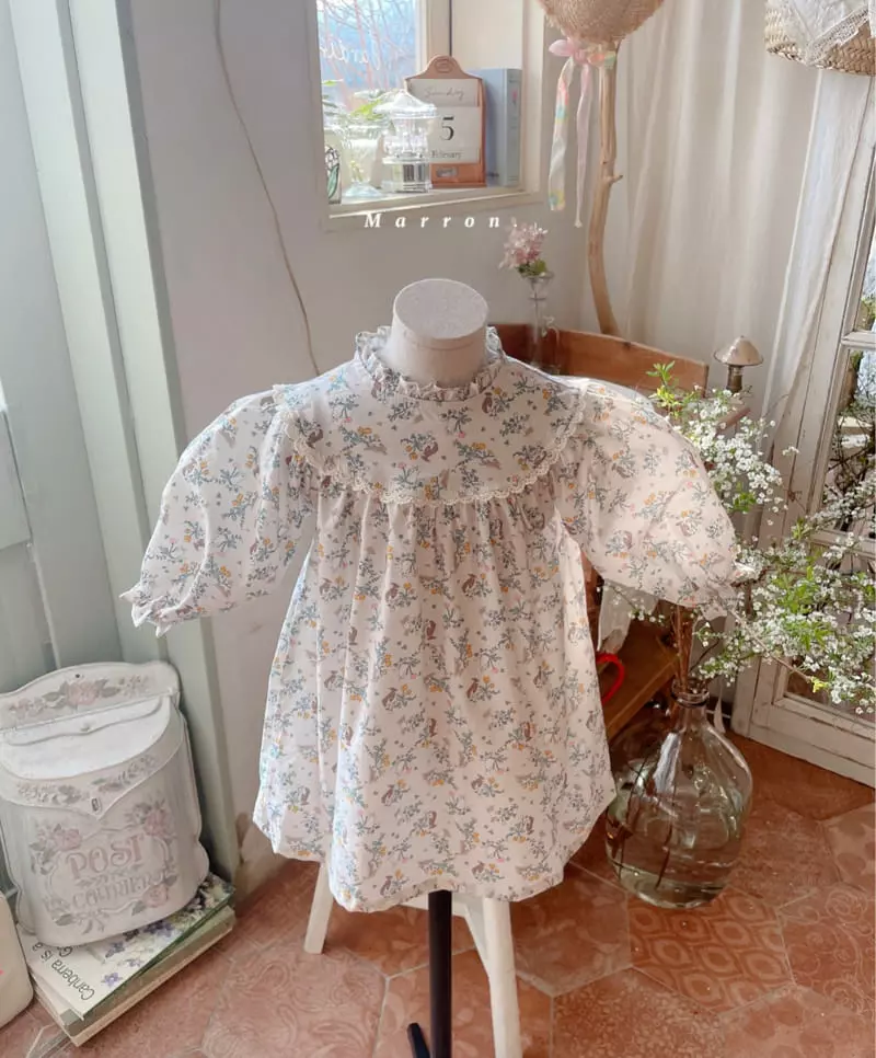 Marron Kid - Korean Children Fashion - #designkidswear - Sharon Rabbit One-piece - 3