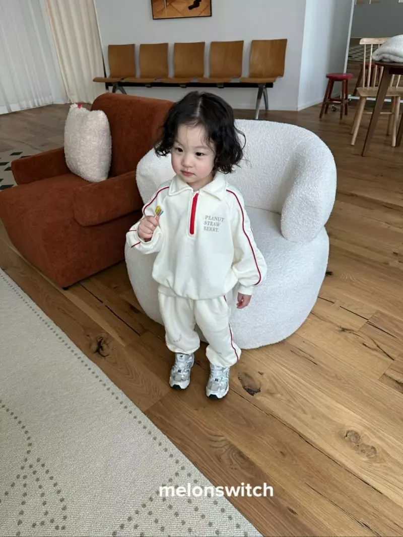 Melon Switch - Korean Children Fashion - #discoveringself - Strawberry Collar Top Bottom Set - 12