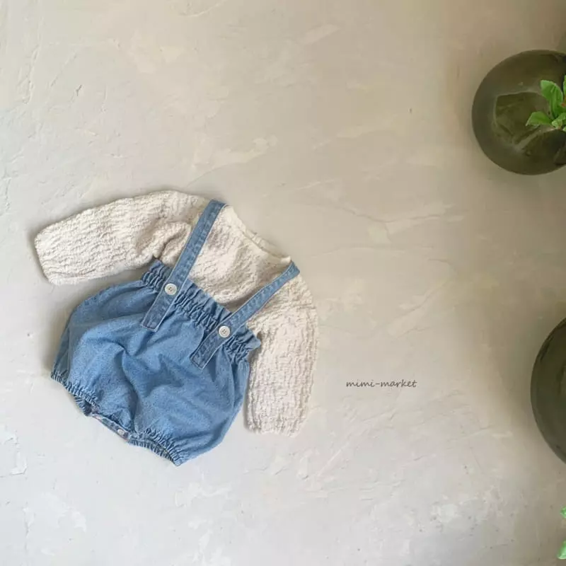 Mimi Market - Korean Baby Fashion - #babyboutique - Denim Pot Dungarees - 3