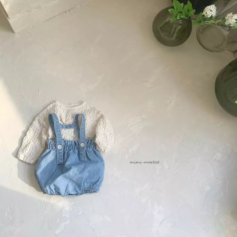 Mimi Market - Korean Baby Fashion - #babyfever - Denim Pot Dungarees - 7