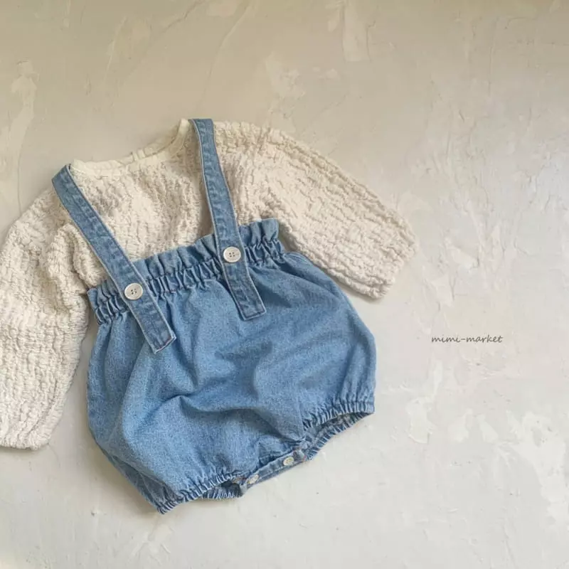 Mimi Market - Korean Baby Fashion - #babygirlfashion - Denim Pot Dungarees - 8