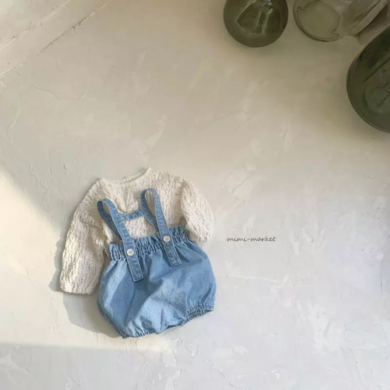 Mimi Market - Korean Baby Fashion - #babyoninstagram - Denim Pot Dungarees - 10