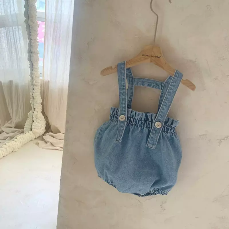Mimi Market - Korean Baby Fashion - #smilingbaby - Denim Pot Dungarees - 2