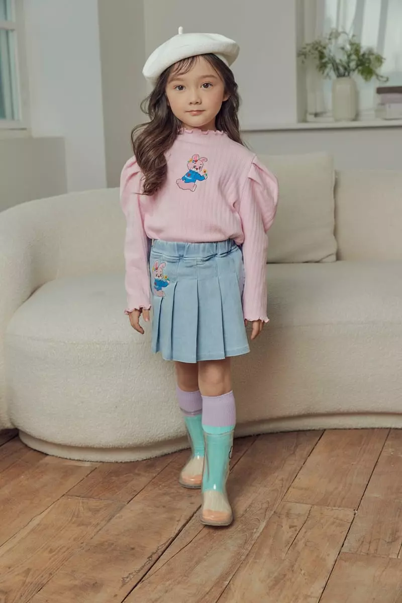 Mimico - Korean Children Fashion - #stylishchildhood - Denim Wrinkle Skirt - 10