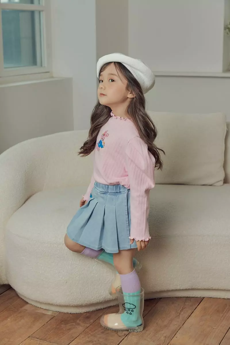 Mimico - Korean Children Fashion - #todddlerfashion - Denim Wrinkle Skirt - 8