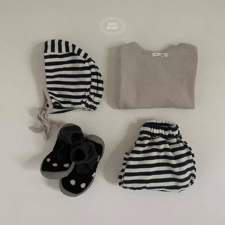 Mini Robe - Korean Baby Fashion - #babyoninstagram - Bebe Bumbuck Stripes Top Bottom Set - 9