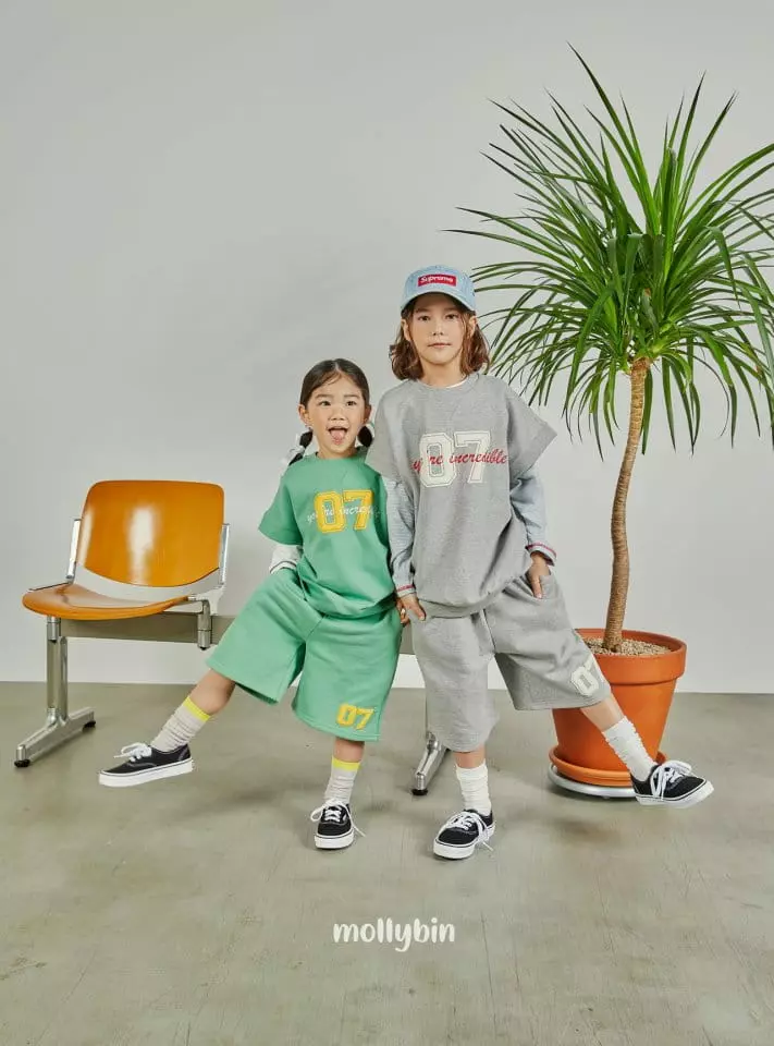 Mollybin - Korean Children Fashion - #Kfashion4kids - Lucky Short Sleeves Top Bottom Set - 2