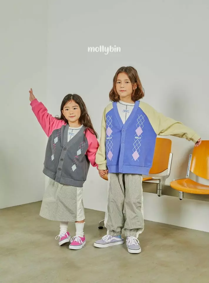 Mollybin - Korean Children Fashion - #fashionkids - Argyle Cardigan - 3
