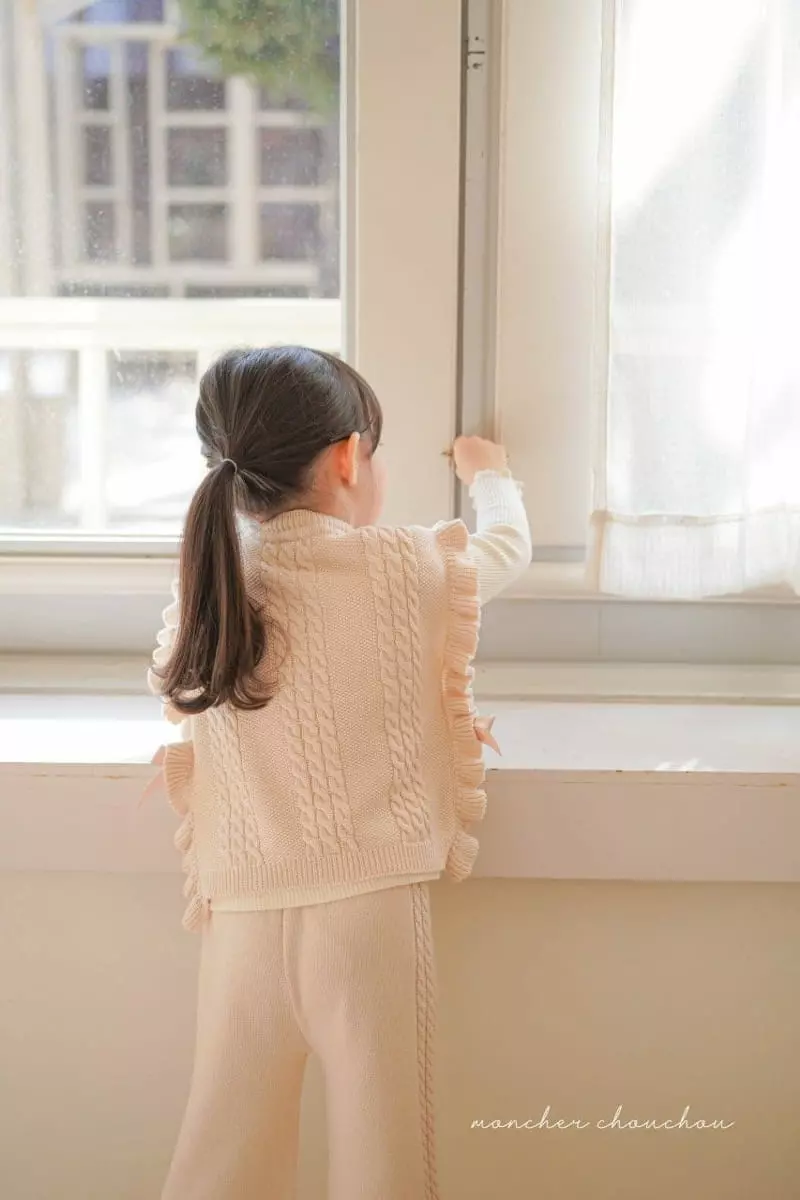 Moncher Chouchou - Korean Children Fashion - #magicofchildhood - Ribbon Frill Vest - 2