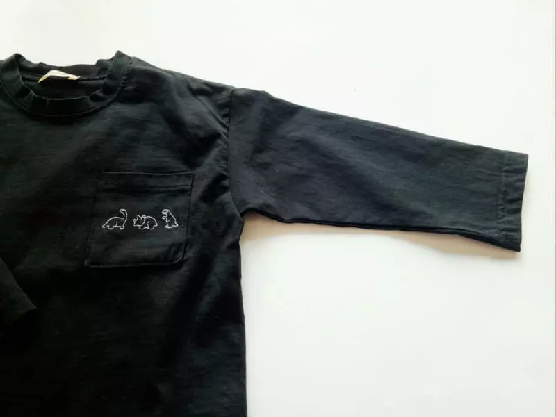 Mooi Store - Korean Children Fashion - #kidsshorts - Dino Embrodiery Tee - 2