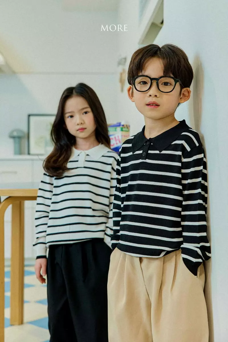 More - Korean Children Fashion - #childofig - Stripes PK Knit Tee - 10