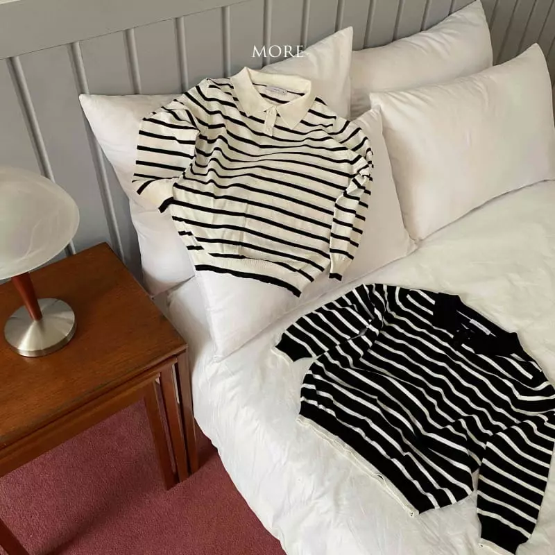 More - Korean Children Fashion - #kidsshorts - Stripes PK Knit Tee