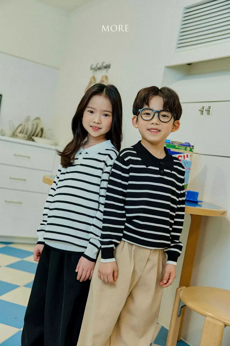 More - Korean Children Fashion - #minifashionista - Stripes PK Knit Tee - 7