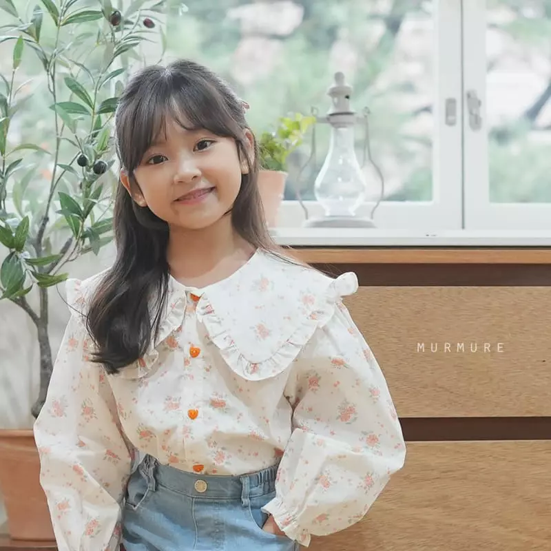 Murmure - Korean Children Fashion - #discoveringself - Flower Collar Blouse - 4