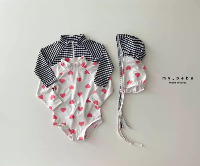 My Bebe - Korean Baby Fashion - #babyclothing - 23 Zipper Rashguard Swimwear with Hat