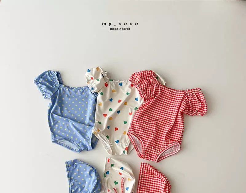 My Bebe - Korean Baby Fashion - #babyfashion - Shirrin Swimwear with Hat - 3