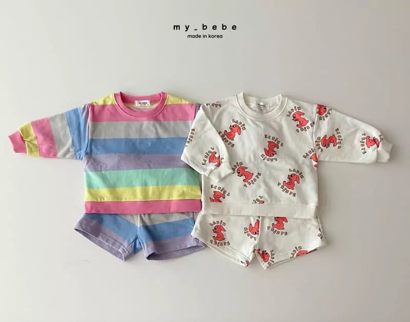 My Bebe - Korean Baby Fashion - #babygirlfashion - Short Top Bottom Set - 3