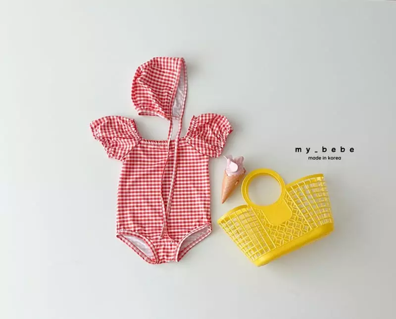 My Bebe - Korean Baby Fashion - #babyoutfit - Shirrin Swimwear with Hat - 9