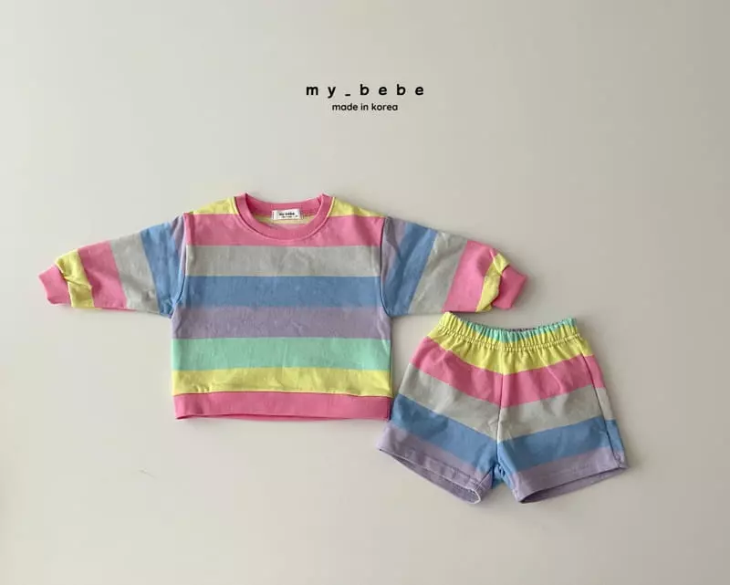 My Bebe - Korean Baby Fashion - #babyoutfit - Short Top Bottom Set - 8
