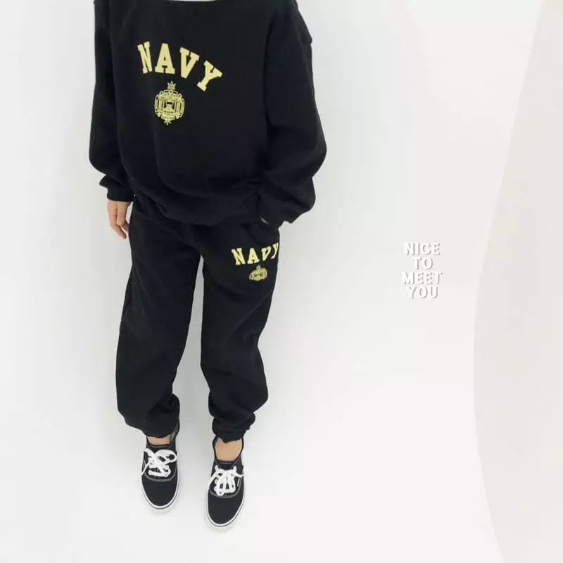 Nice To Meet You - Korean Children Fashion - #kidzfashiontrend - Navy Top Bottom Set - 4