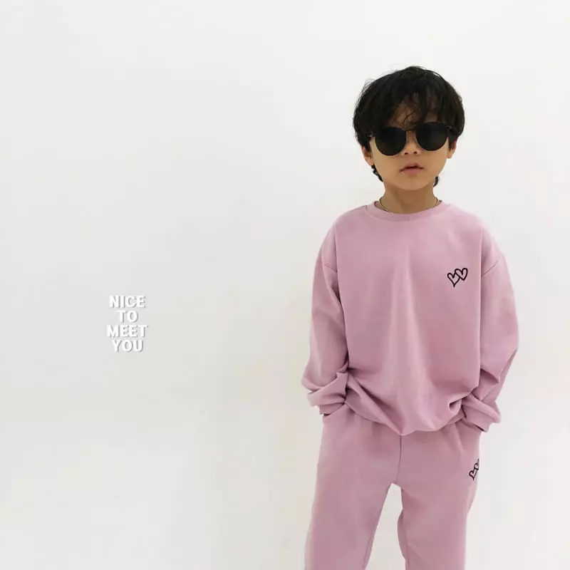 Nice To Meet You - Korean Children Fashion - #childofig - Double Heart Top Bottom Set - 10