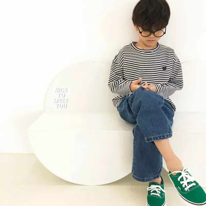 Nice To Meet You - Korean Children Fashion - #childrensboutique - Smile Stripes Tee - 6