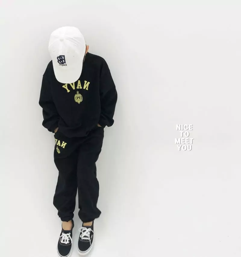 Nice To Meet You - Korean Children Fashion - #designkidswear - Navy Top Bottom Set - 12