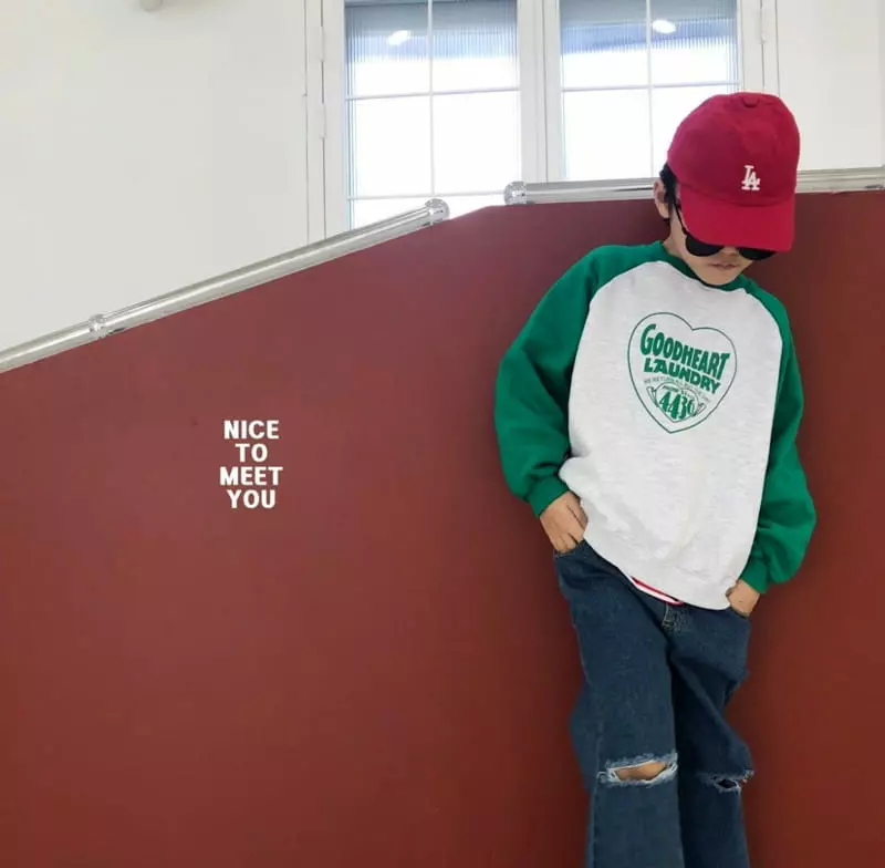 Nice To Meet You - Korean Children Fashion - #discoveringself - Good Heart Raglan Sweatshirt - 3