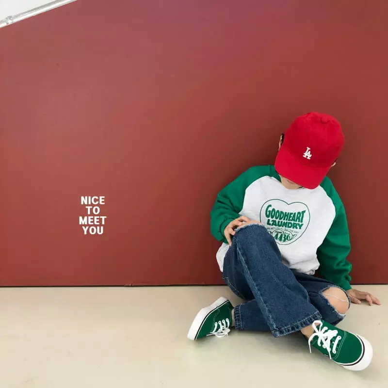Nice To Meet You - Korean Children Fashion - #discoveringself - Good Heart Raglan Sweatshirt - 4