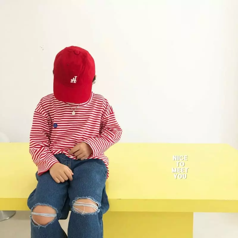 Nice To Meet You - Korean Children Fashion - #kidsshorts - Smile Stripes Tee - 10