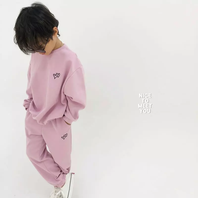 Nice To Meet You - Korean Children Fashion - #kidsstore - Double Heart Top Bottom Set - 3