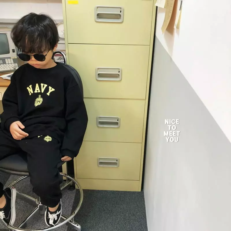 Nice To Meet You - Korean Children Fashion - #prettylittlegirls - Navy Top Bottom Set - 8