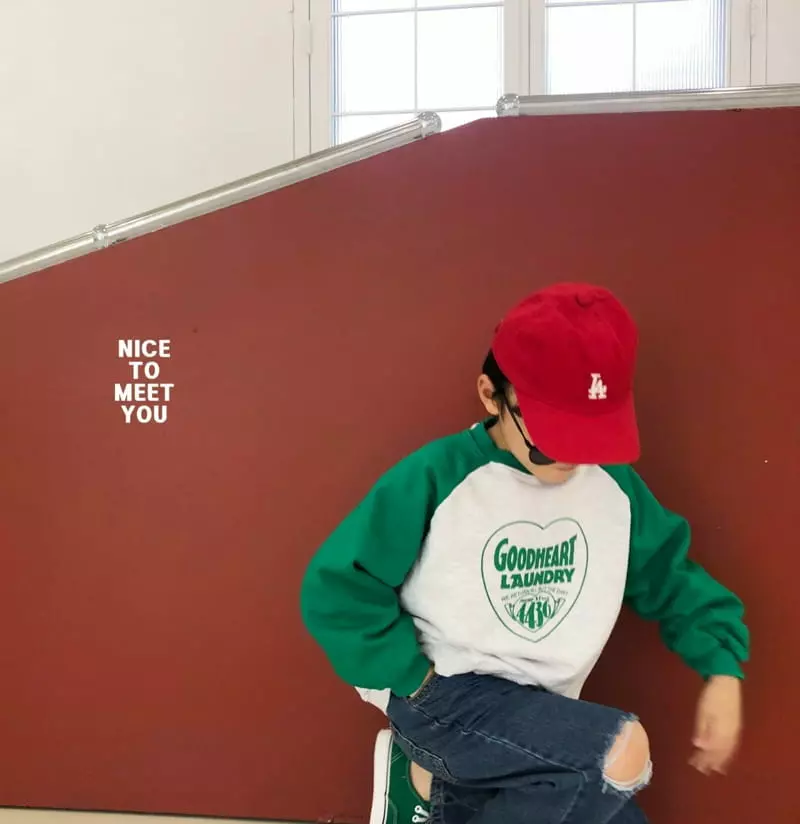 Nice To Meet You - Korean Children Fashion - #prettylittlegirls - Good Heart Raglan Sweatshirt - 12