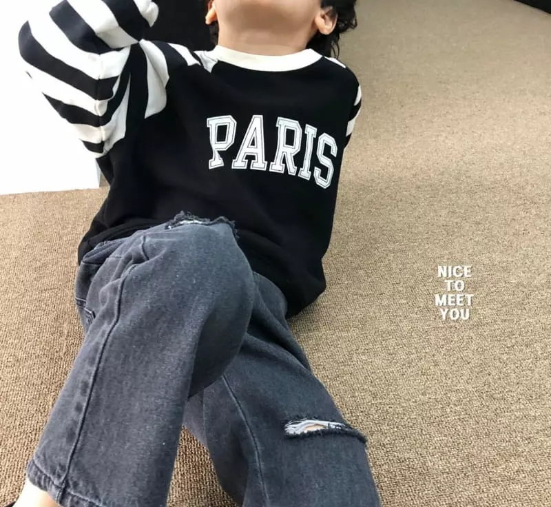 Nice To Meet You - Korean Children Fashion - #todddlerfashion - Stripes Paris Sweatshirt - 6
