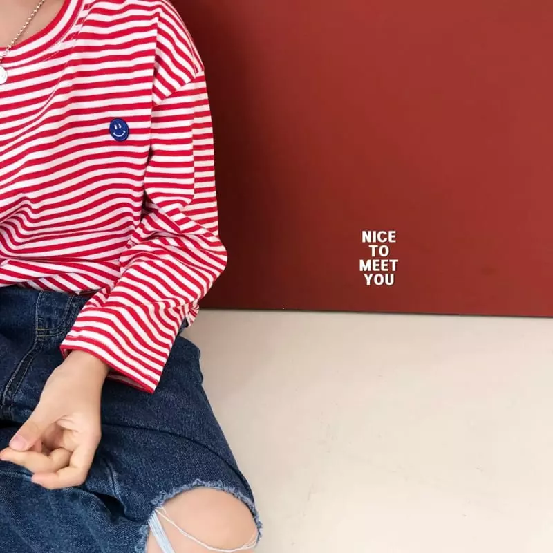 Nice To Meet You - Korean Children Fashion - #todddlerfashion - Smile Stripes Tee - 2