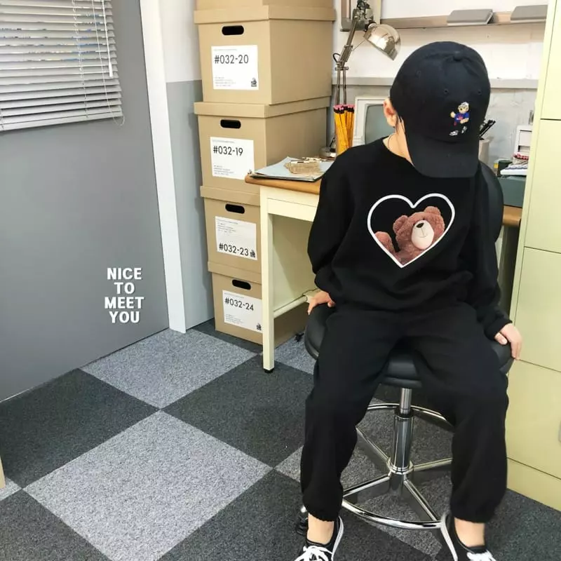 Nice To Meet You - Korean Children Fashion - #toddlerclothing - Heart Bear Sweatshirt - 6