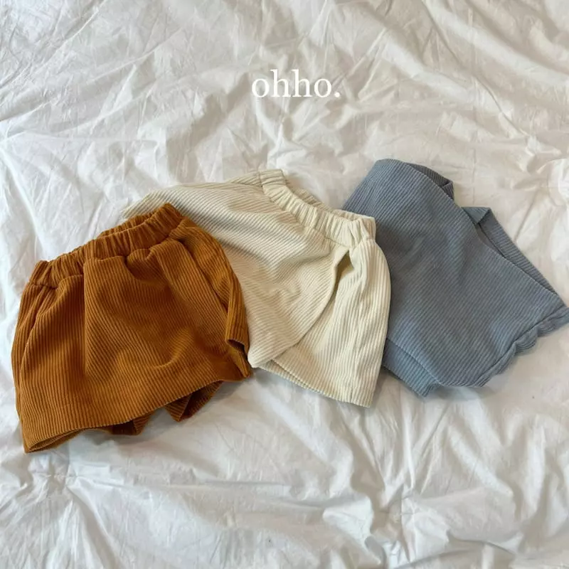 Ohho - Korean Children Fashion - #kidsshorts - Rib Wrap Skirt Pants - 8