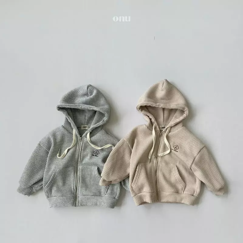 Onu - Korean Children Fashion - #kidsstore - Waffle Hoody Zip-up