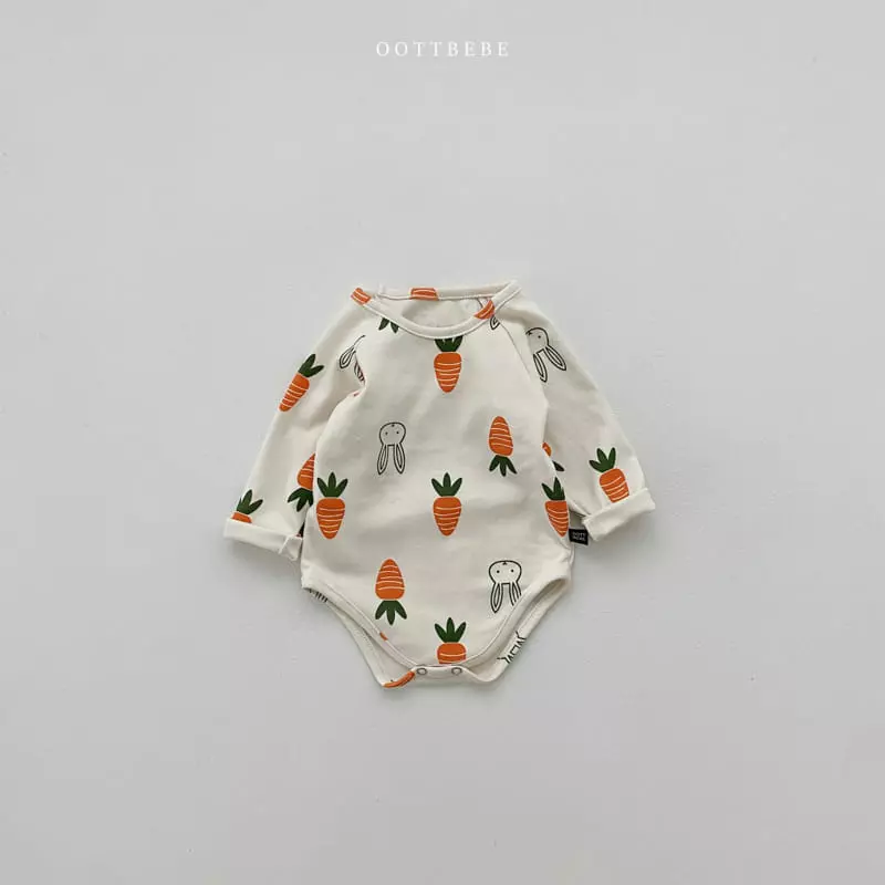 Oott Bebe - Korean Baby Fashion - #babyboutique - Vegetable Bodysuit with Bonnet Log Sleeves - 2