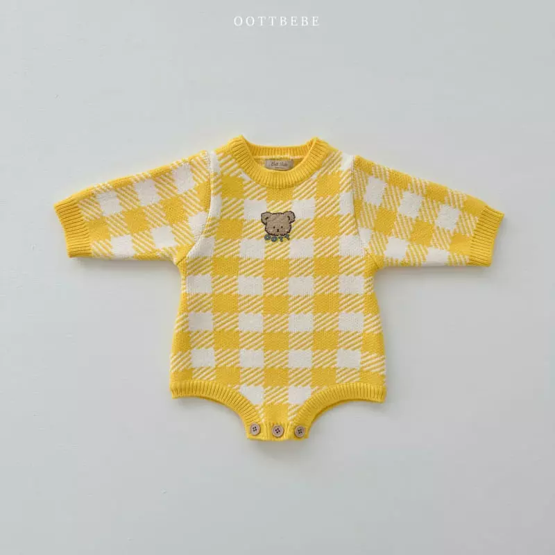 Oott Bebe - Korean Baby Fashion - #babyfashion - Pure Check Knit Bodysuit