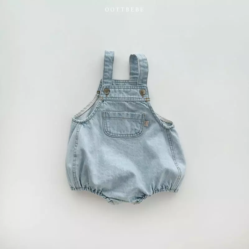 Oott Bebe - Korean Baby Fashion - #babygirlfashion - Rora Denim Dungarees Bodysuit