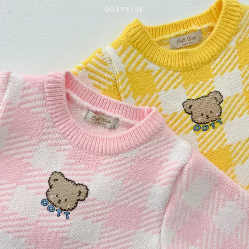 Oott Bebe - Korean Baby Fashion - #babyoutfit - Pure Check Knit Bodysuit - 7