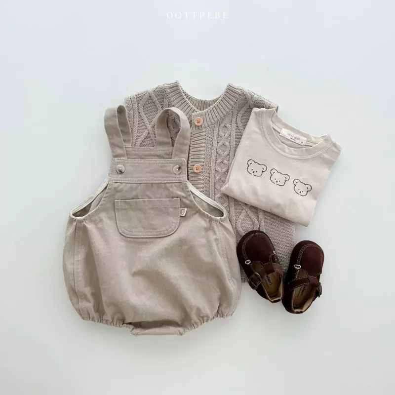 Oott Bebe - Korean Baby Fashion - #babyoutfit - Rora Denim Dungarees Bodysuit - 6
