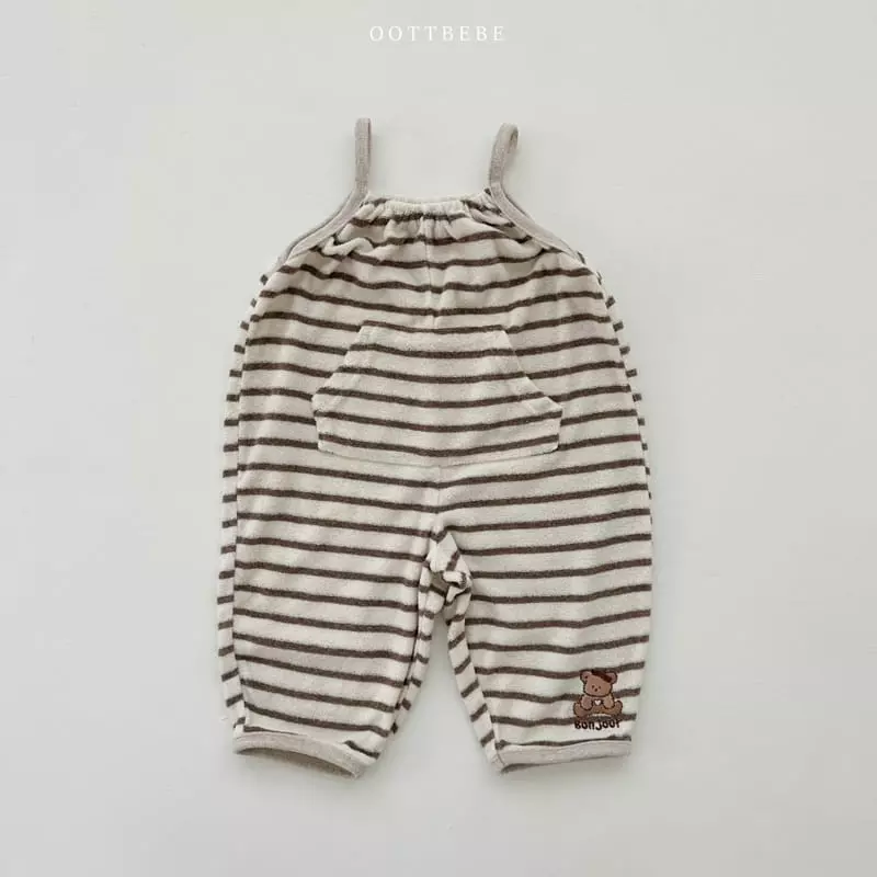 Oott Bebe - Korean Children Fashion - #discoveringself - Terry Stripes Overalls