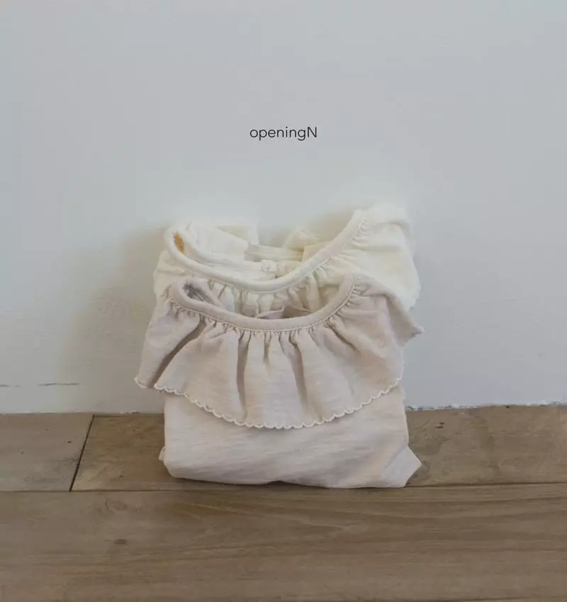 Opening & - Korean Children Fashion - #kidzfashiontrend - Lace Shirring Tee  - 3