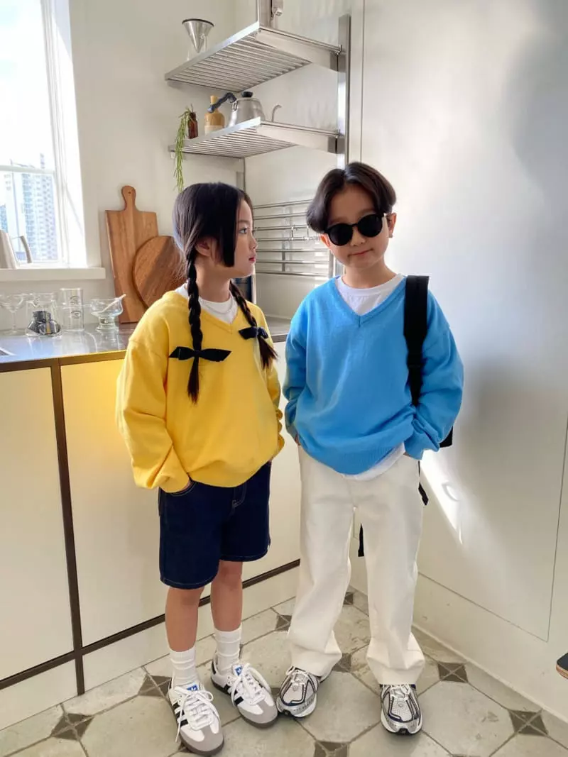 Our - Korean Children Fashion - #magicofchildhood - Kerry V Neck Knit Tee - 4