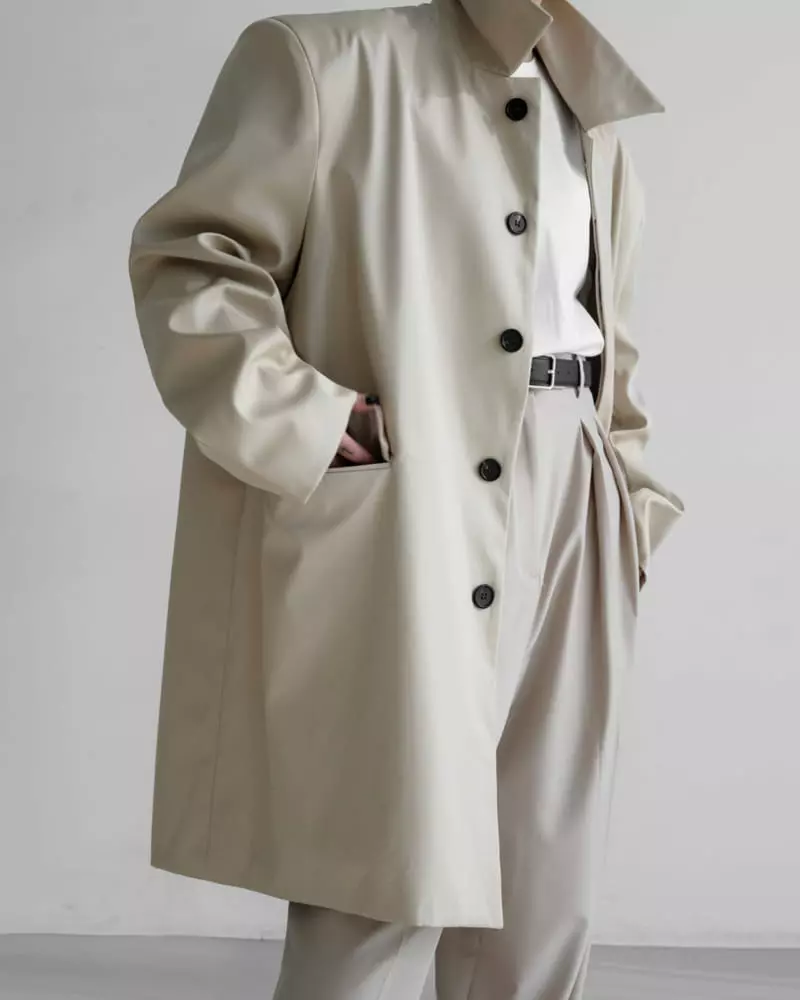 Paper Moon - Korean Women Fashion - #momslook - Shoulder Padded Mac Coat - 7