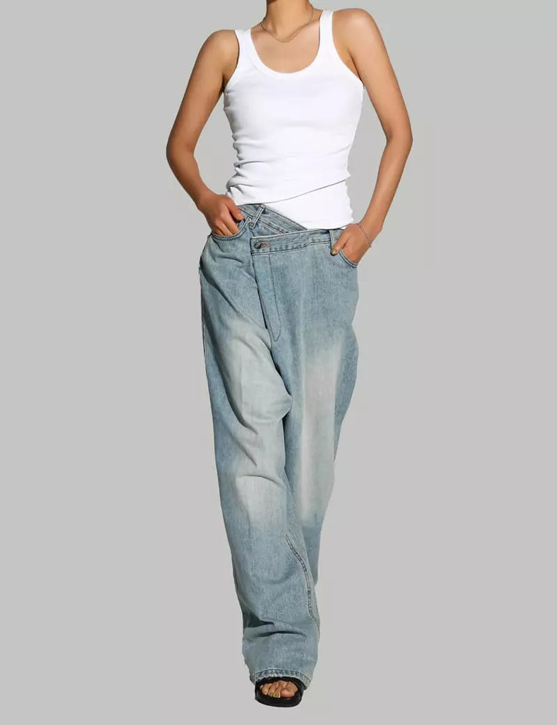 Paper Moon - Korean Women Fashion - #momslook - Wrap Jeans - 8