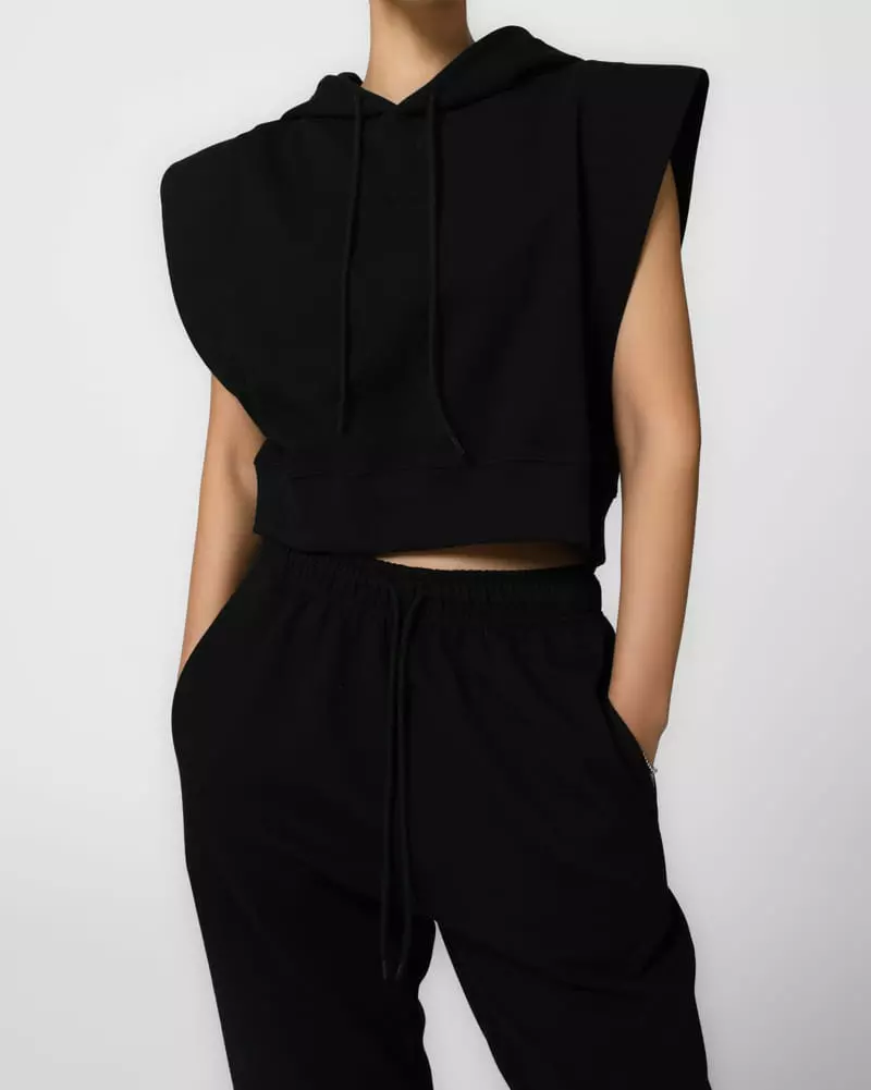Paper Moon - Korean Women Fashion - #momslook - Kitch Shoulder Point Crop Hoody - 10